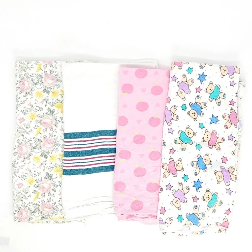 VALUE BUNDLE Vintage Baby Receiving Blankets Lot 4 Cotton Flannel Gerber Medline